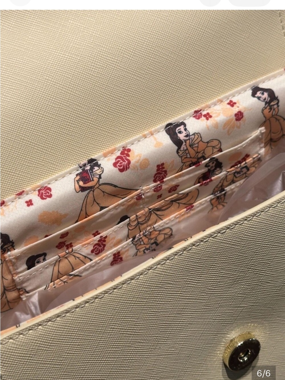 Loungefly Cream Floral Embroidered Crossbody with Rose Charm - Picture 10 of 10